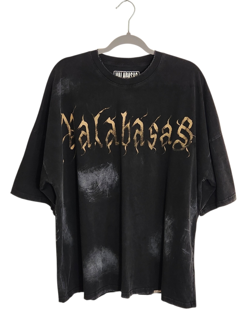 Valabasas Black Distressed Oversized T-Shirt Size Medium